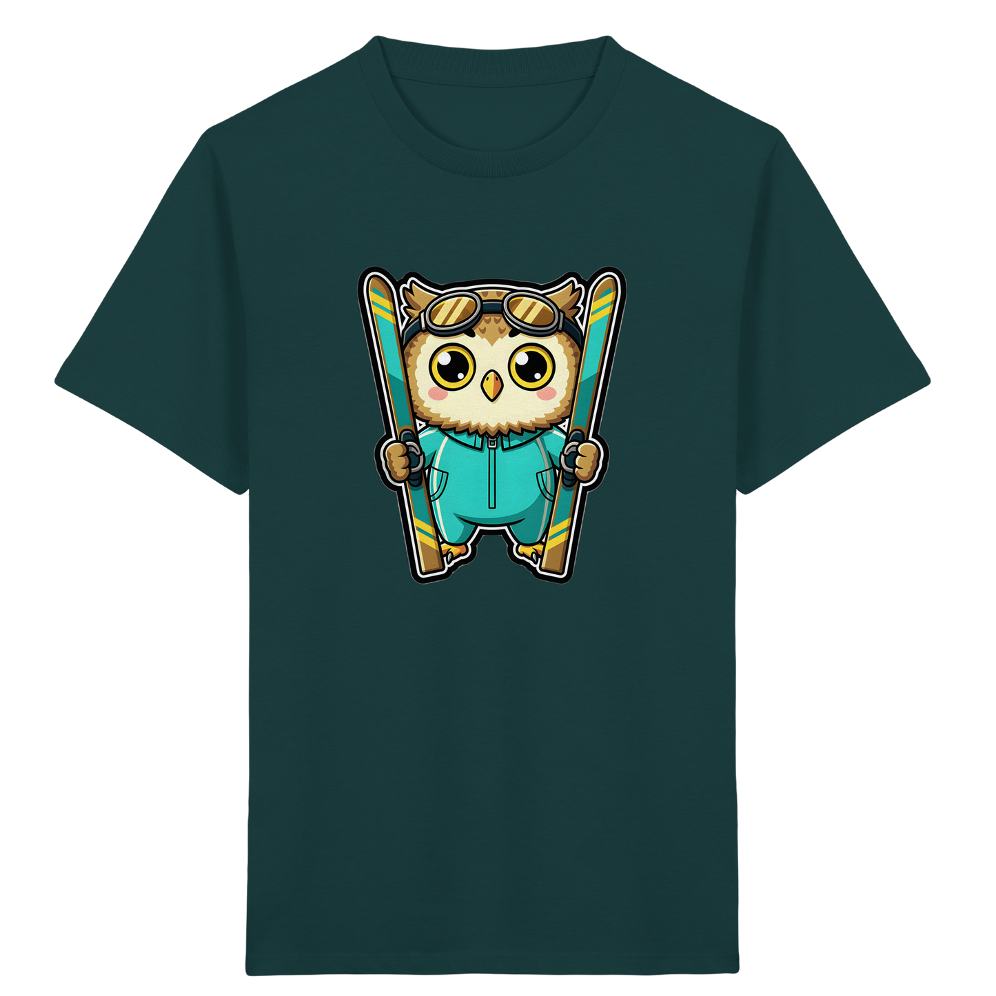 Niedliche Eule auf Skiern T-Shirt - Kinder Bio T-Shirt