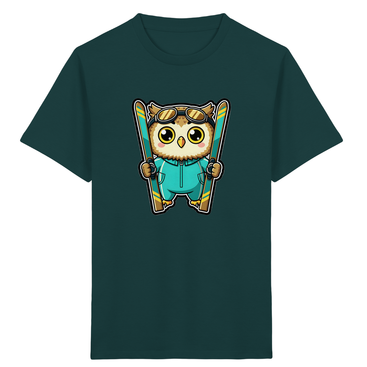 Niedliche Eule auf Skiern T-Shirt - Kinder Bio T-Shirt