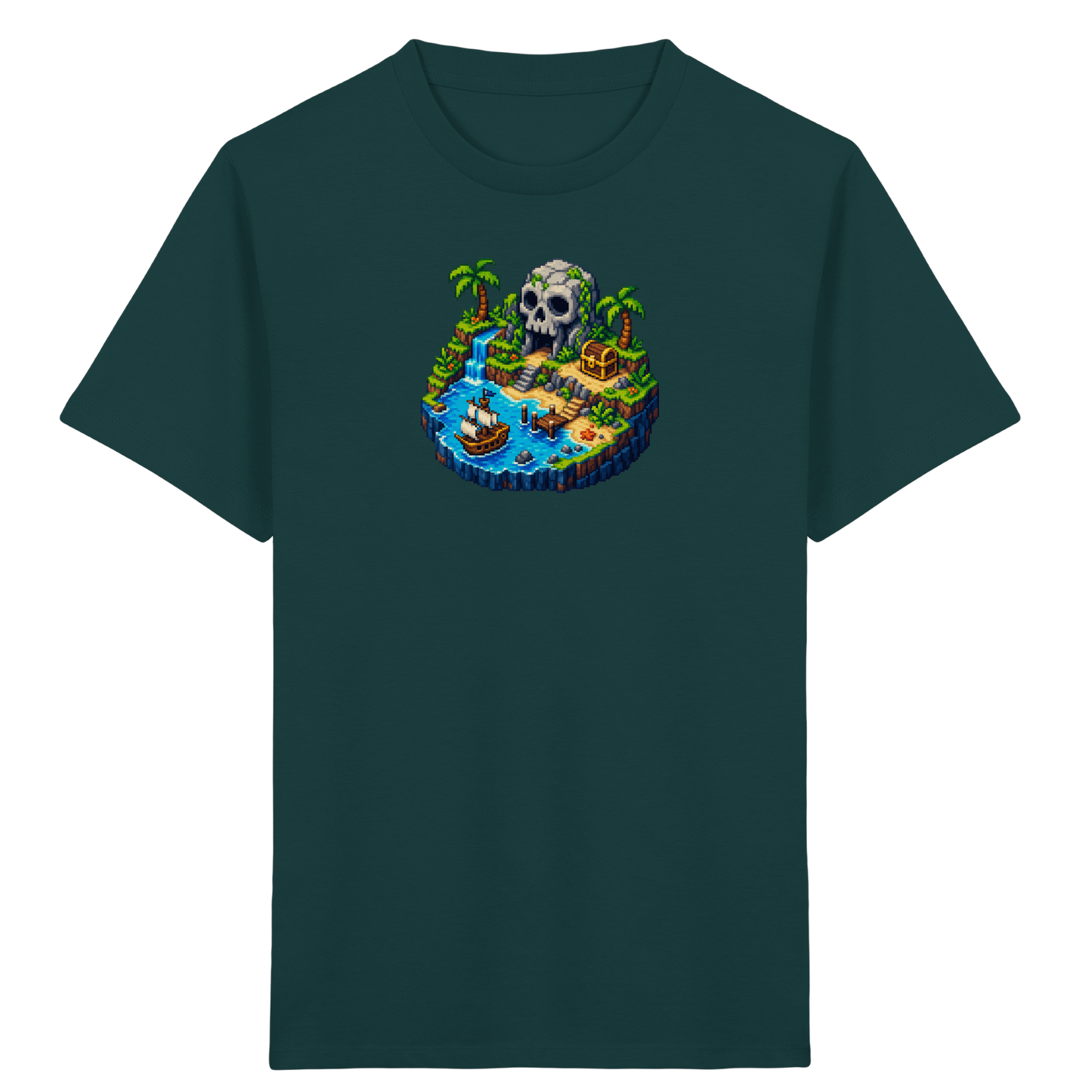 Abenteuerliches Pirateninsel Pixel Art T-Shirt - Kinder Bio T-Shirt