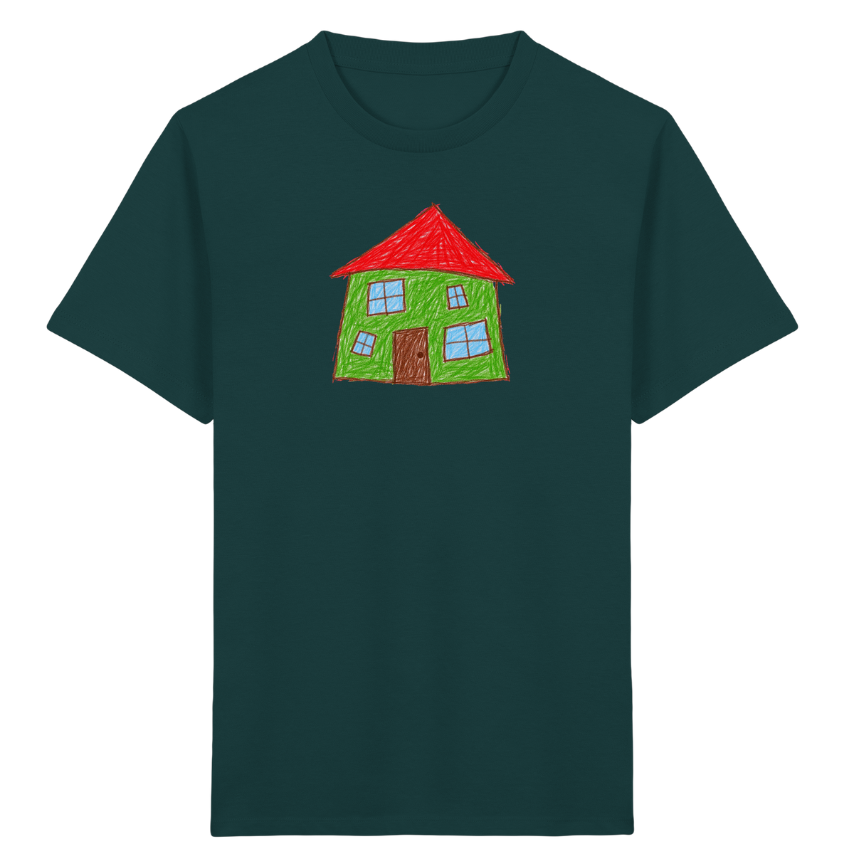 Grünes Haus mit vier Fenstern - Kinder Bio T-Shirt