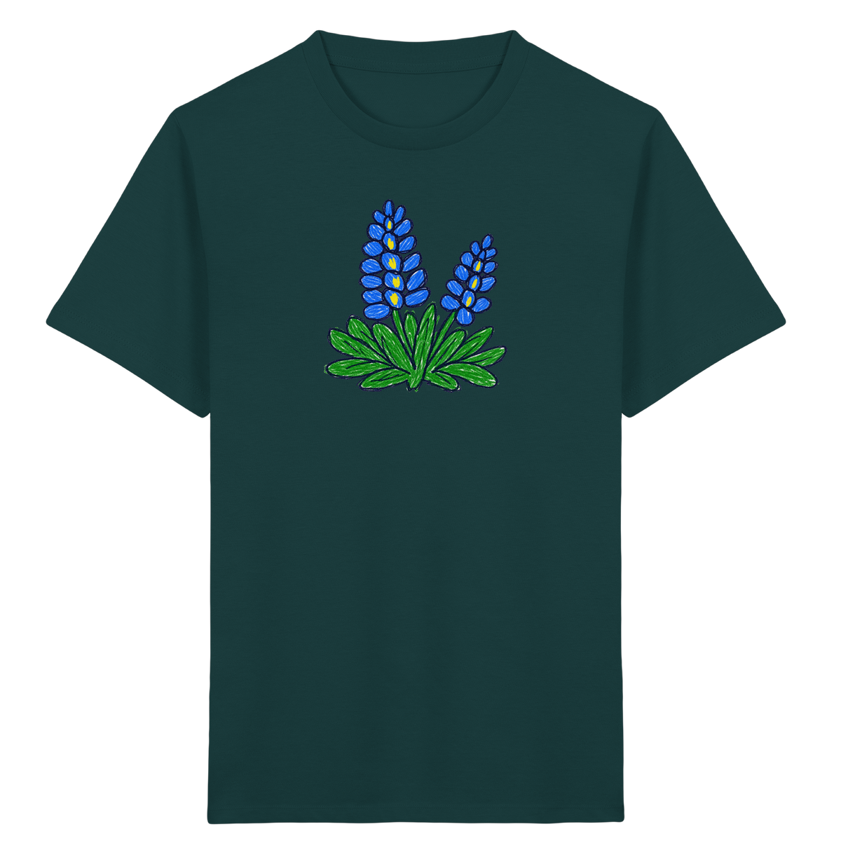 Blaue Kritzel-Lupine für Kinder - Kinder Bio T-Shirt