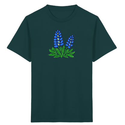 Blaue Kritzel-Lupine für Kinder - Kinder Bio T-Shirt