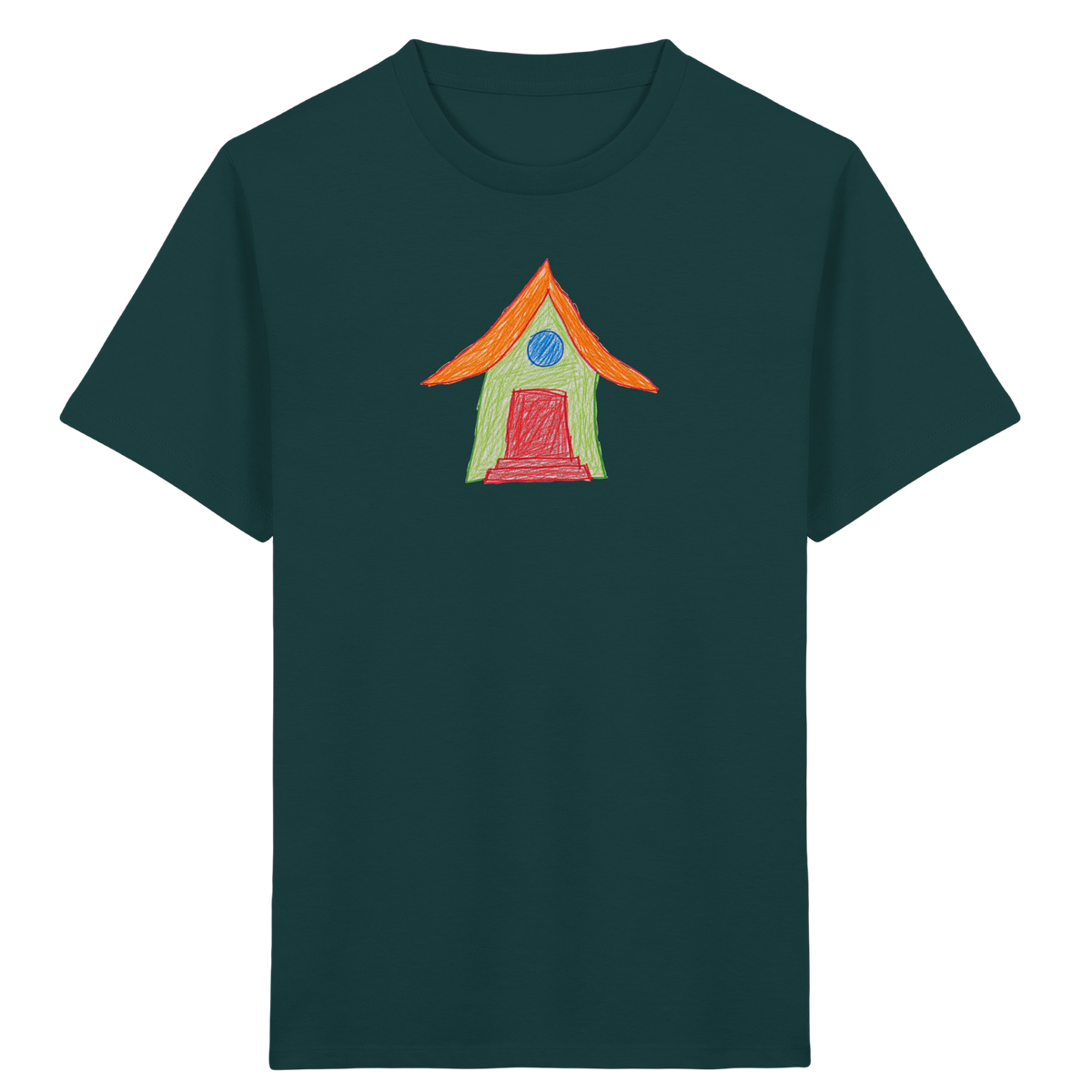 Grünes Haus mit Dachüberhang - Kinder Bio T-Shirt