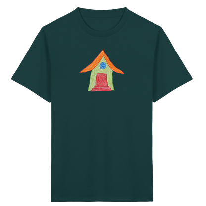 Grünes Haus mit Dachüberhang - Kinder Bio T-Shirt