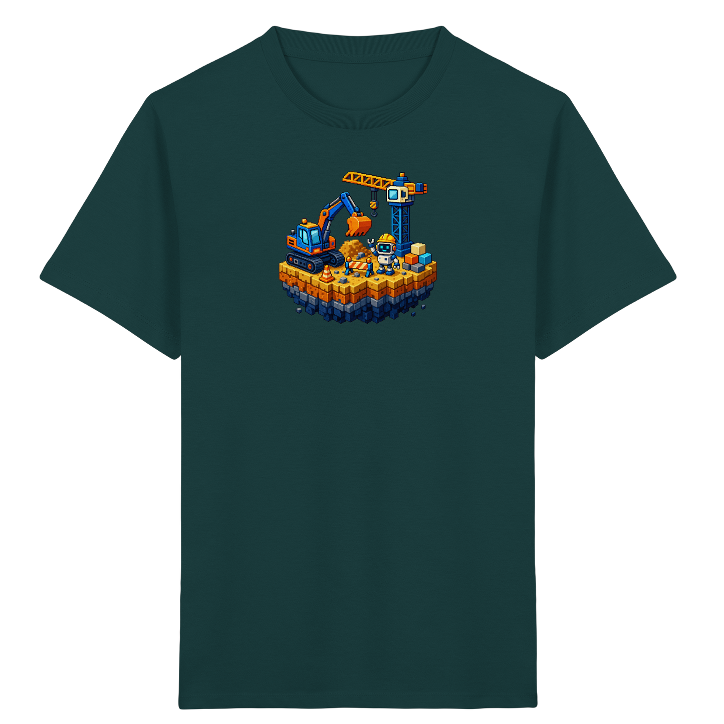 Niedliches Roboter Bagger Pixel T-Shirt - Kinder Bio T-Shirt