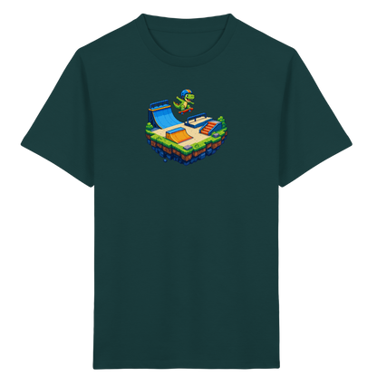 Cooles Skater Dinosaurier Pixel Shirt - Kinder Bio T-Shirt