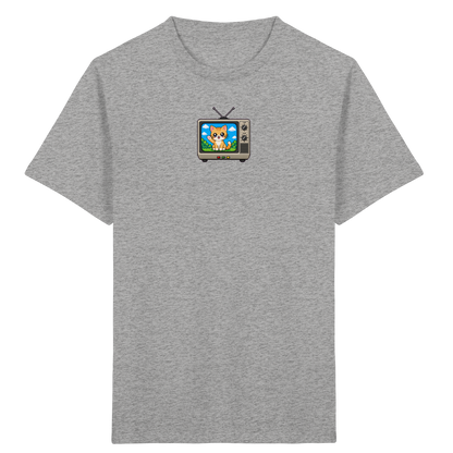 Pixel Katze im Retro Fernseher T-Shirt - Kinder Bio T-Shirt