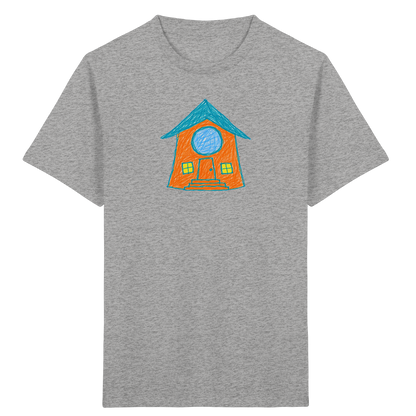 Orangefarbenes Rundfensterhaus für Kinder - Kinder Bio T-Shirt