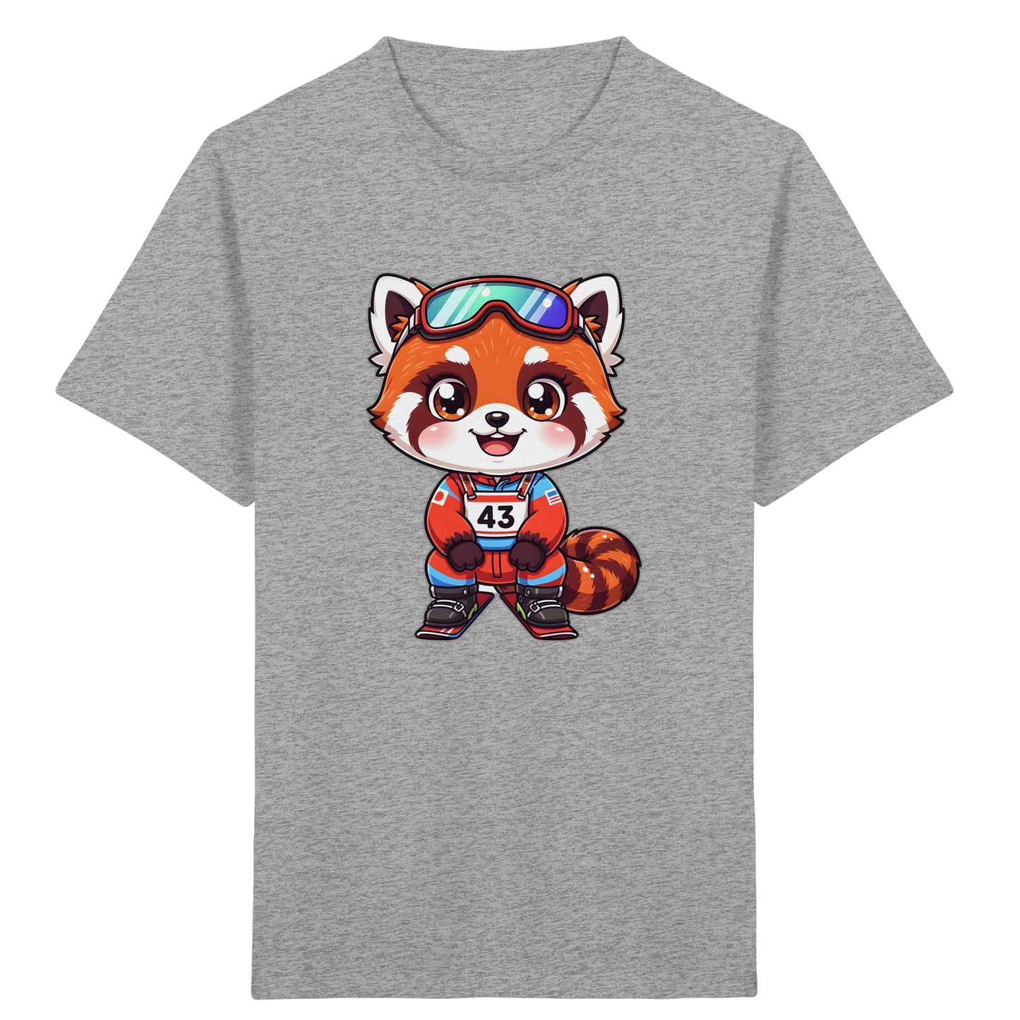 Roter Panda Ski Abenteuer Kinder T-Shirt