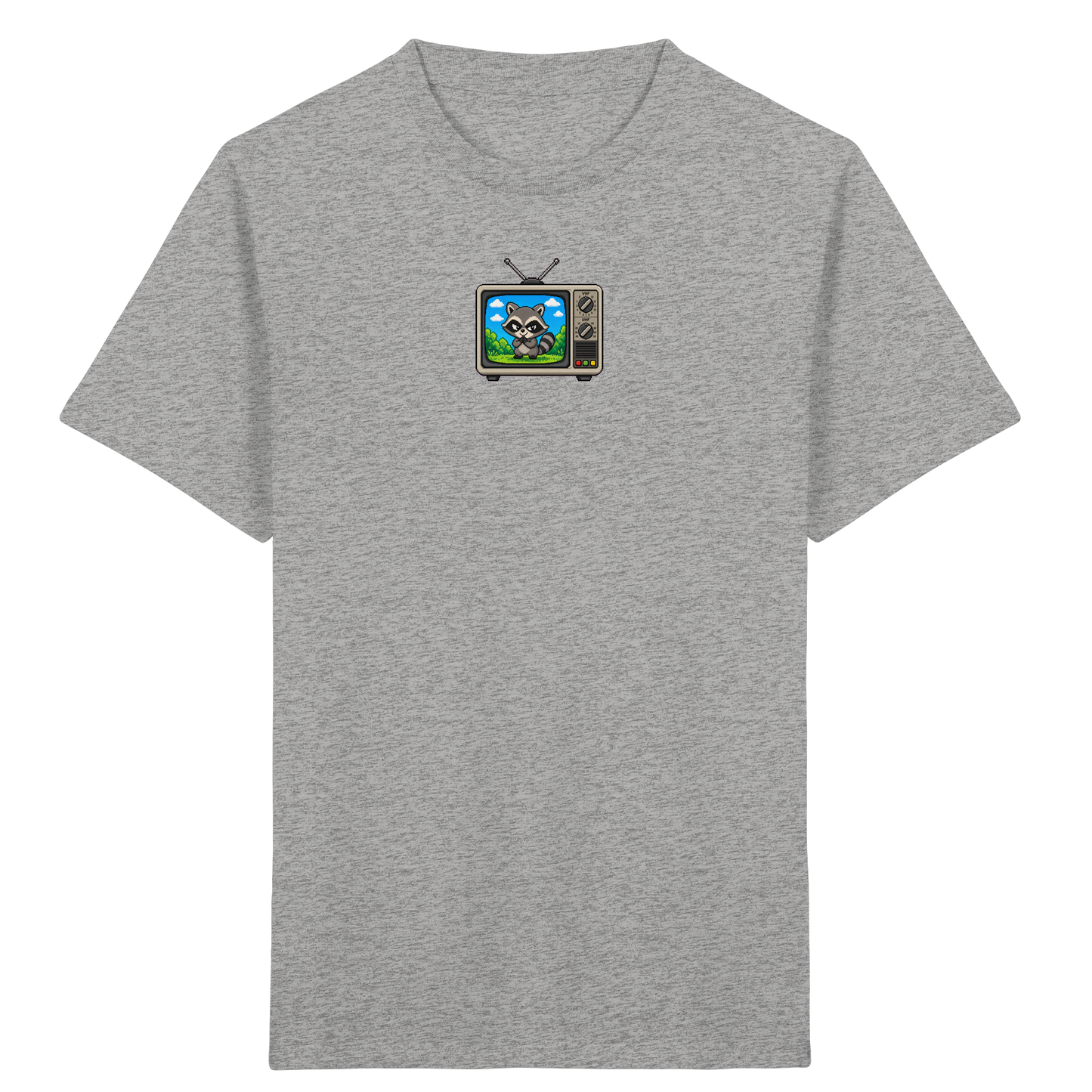 Pixel Waschbär im Retro-Fernseher Kinder-Shirt - Kinder Bio T-Shirt