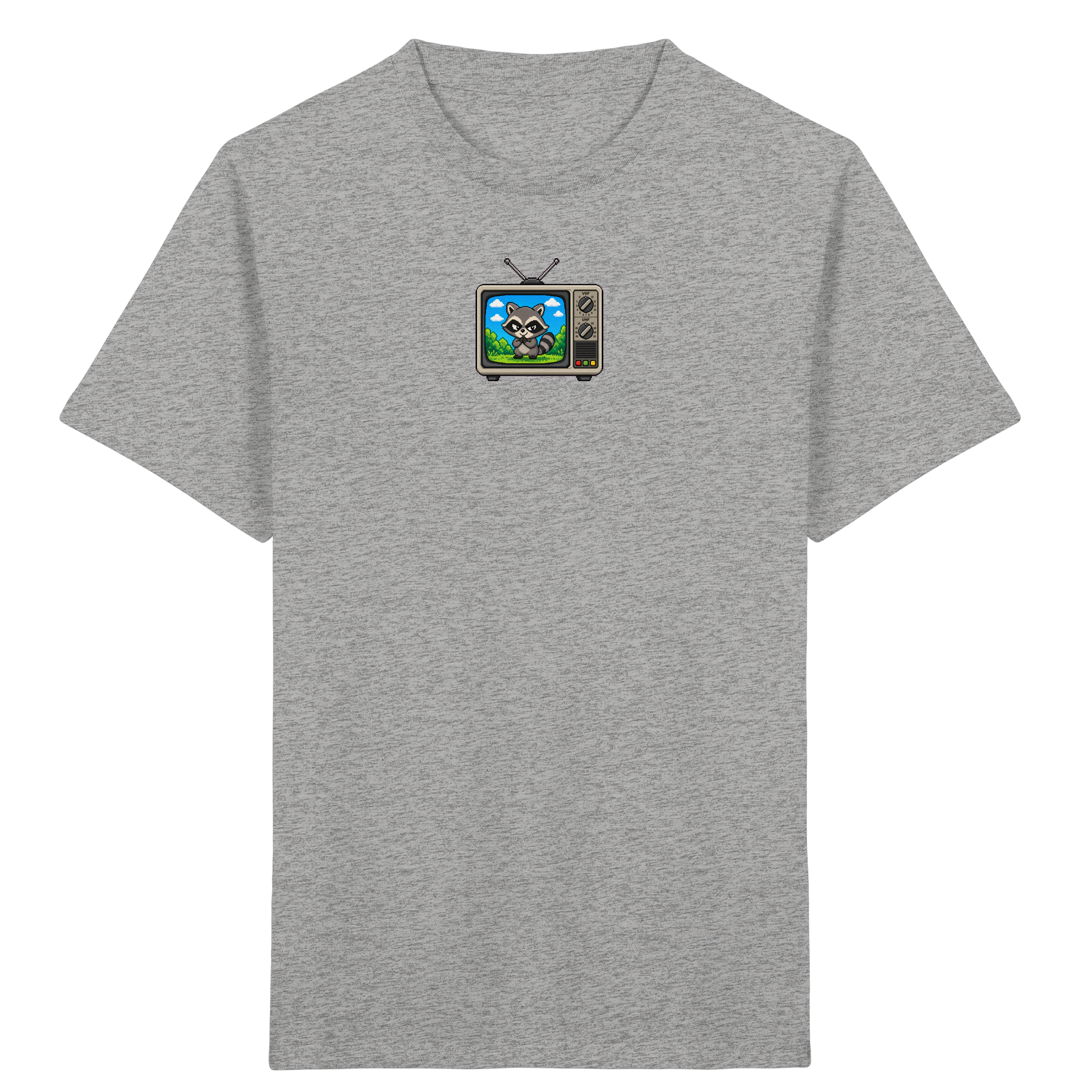 Pixel Waschbär im Retro-Fernseher Kinder-Shirt - Kinder Bio T-Shirt