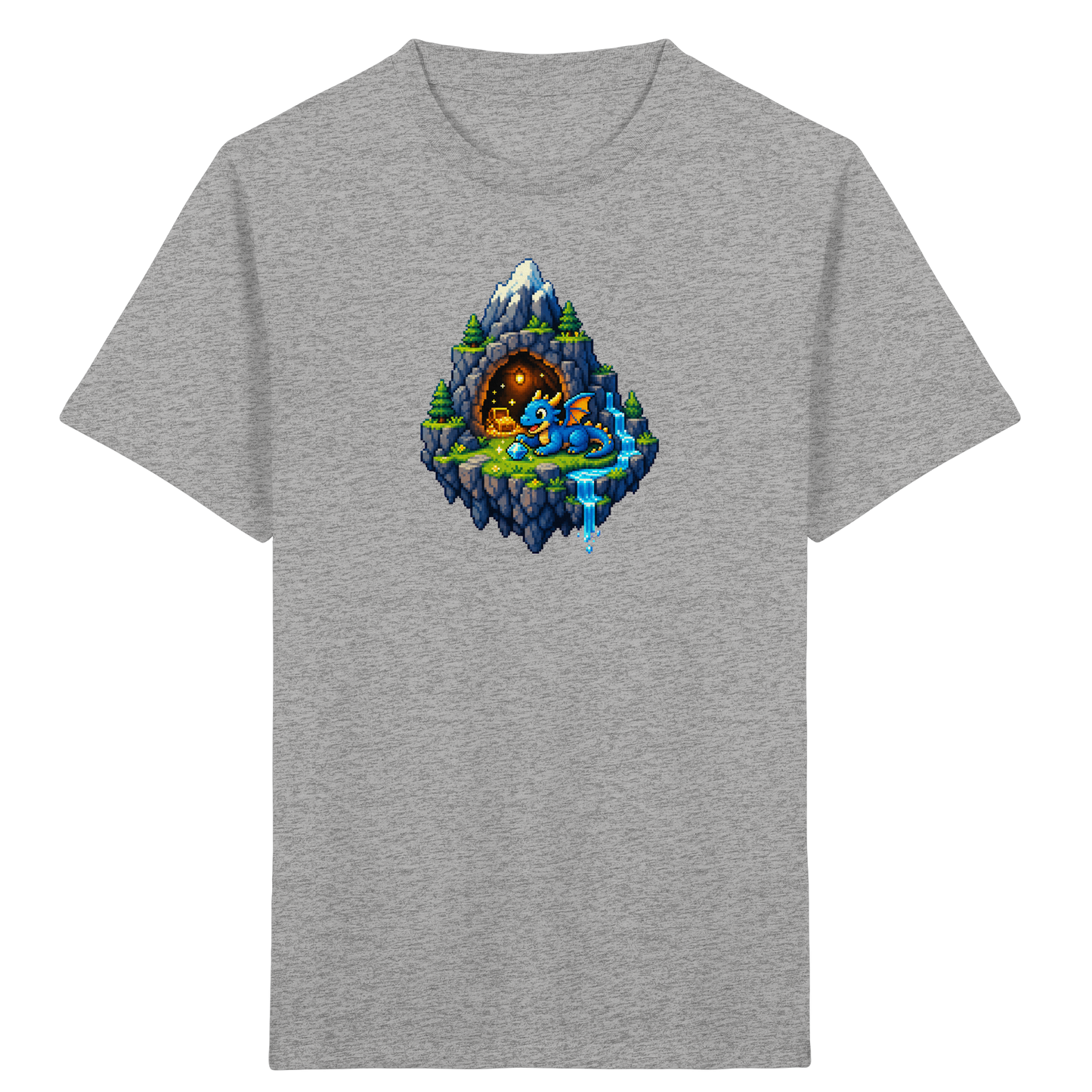 Magischer Pixel Drache Schatz Insel - Kinder Bio T-Shirt