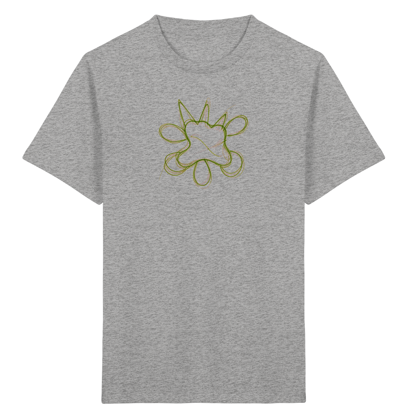 Grasgrünes Linienmonster für Kinder - Kinder Bio T-Shirt