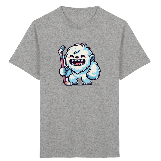 Yeti mit Eishockeyschläger Kinder T-Shirt