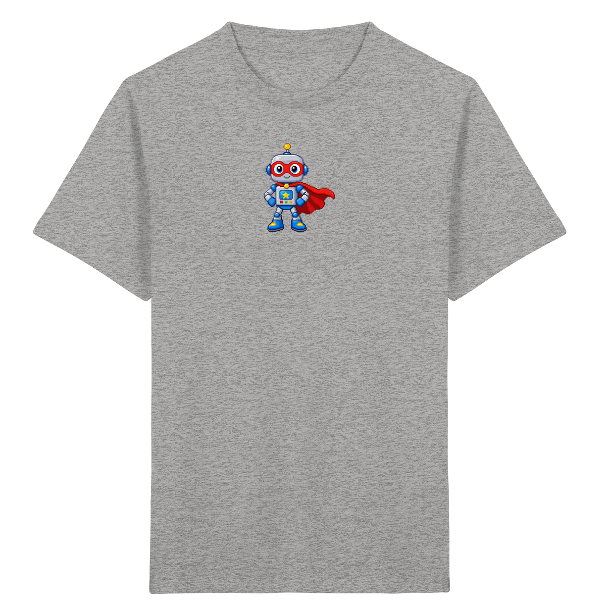 Pixel-Roboter Superhelden-Shirt: Freundliches Design - Kinder Bio T-Shirt