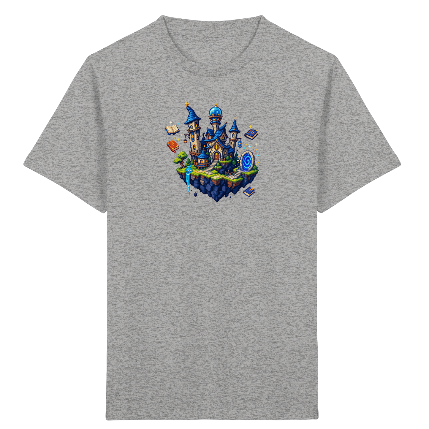 Magische Akademie schwebende Insel Pixel-Shirt - Kinder Bio T-Shirt