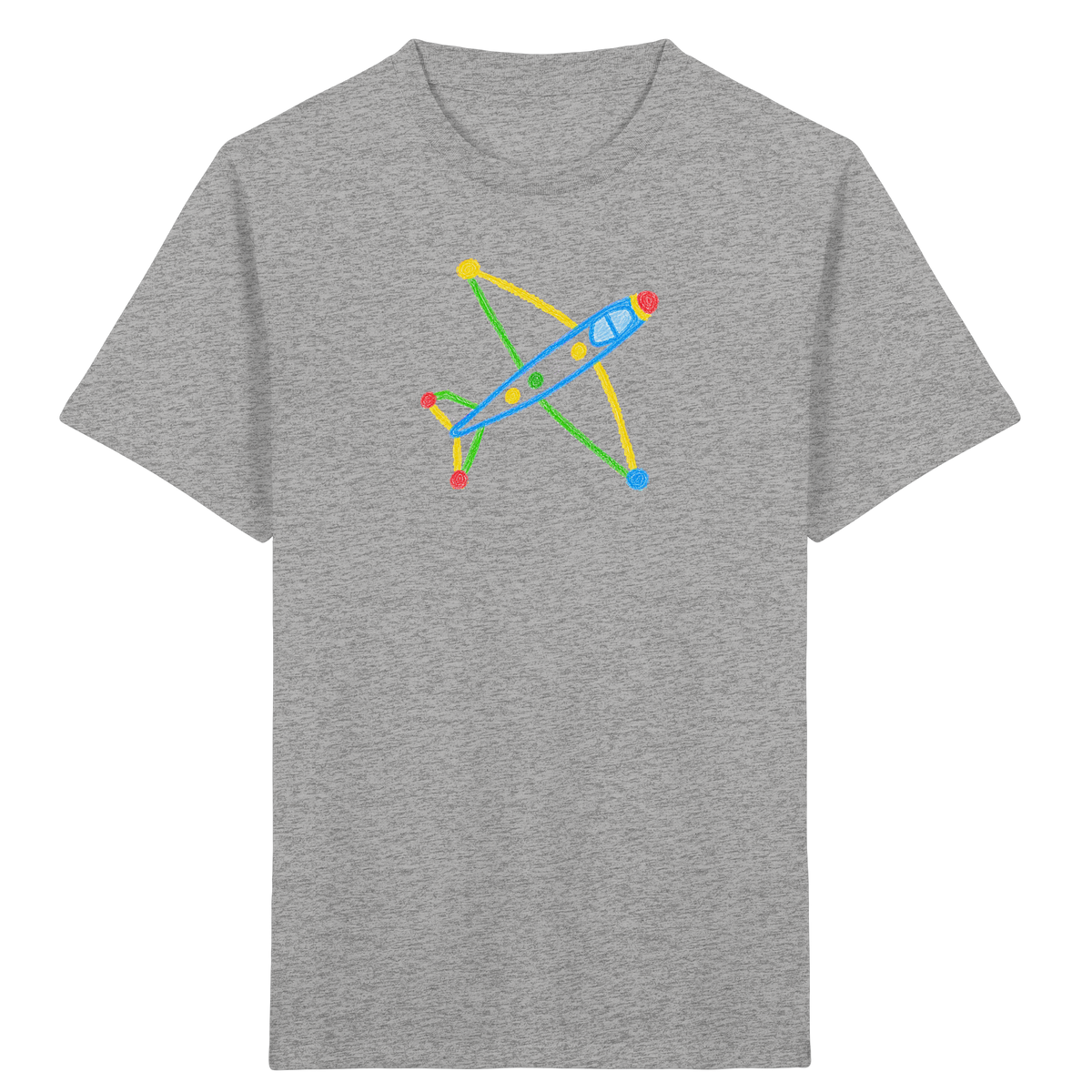 Buntes Flugzeug mit Farbpunkten - Kinder Bio T-Shirt