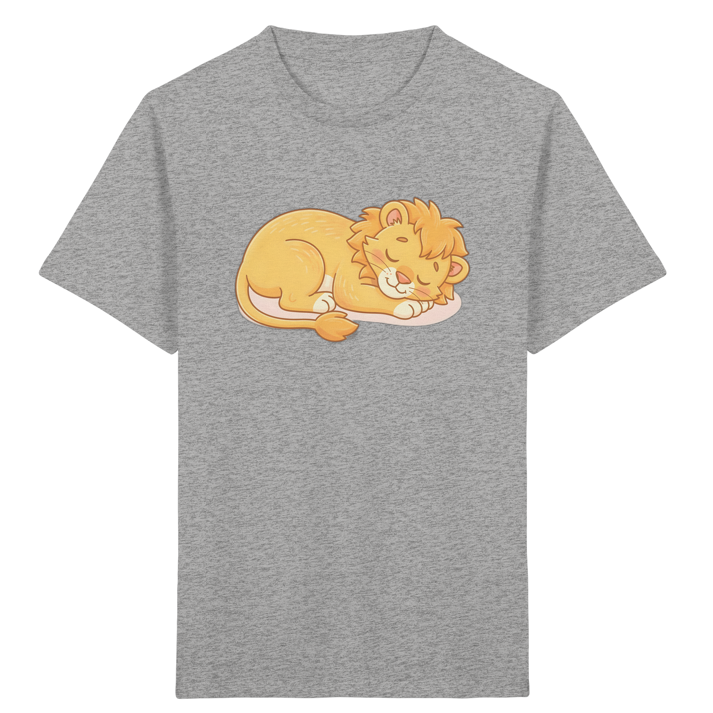 Kinder T-Shirt Schlafender Loewe - Heather Grey