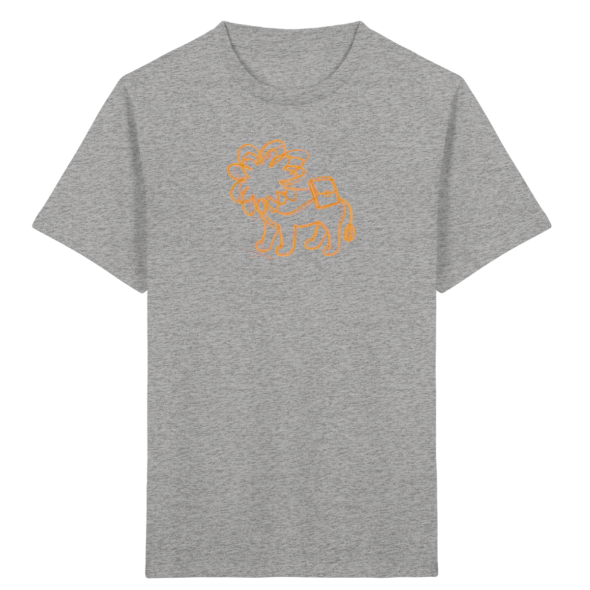 Senfgelber Krakellöwe mit Ranzen - Kinder Bio T-Shirt
