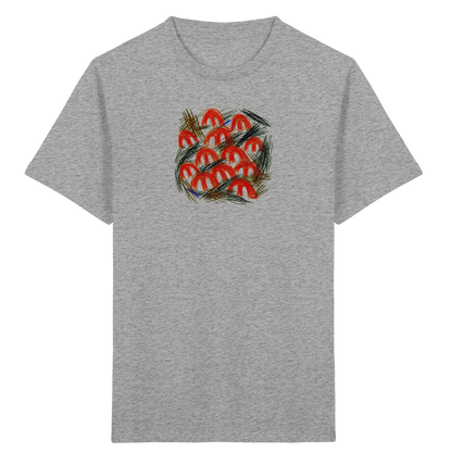 Heather-Grey Kinder Bio T-Shirt mit Pilz-Motiv im Kritzelstil