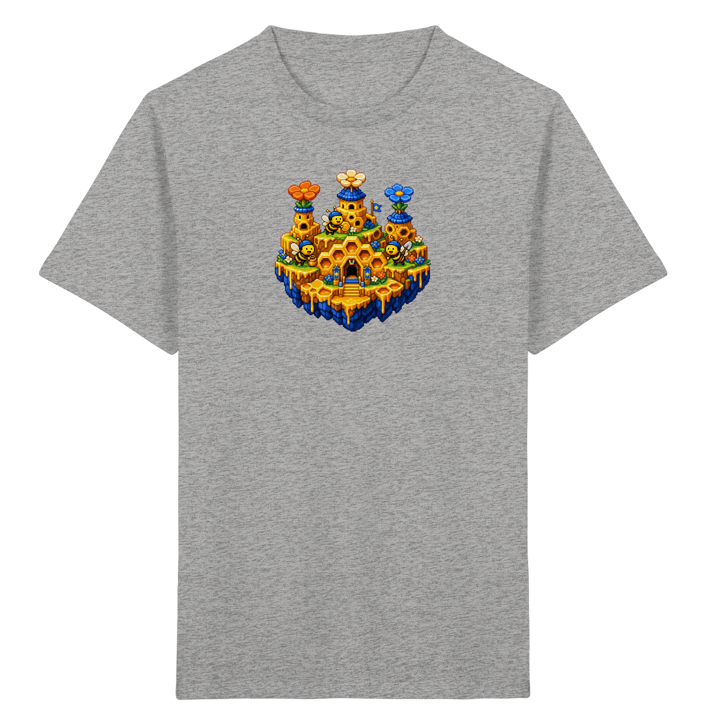 Fröhliches Pixel-Art Bienen T-Shirt - Kinder Bio T-Shirt