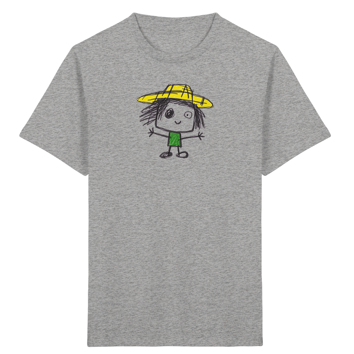 Kritzelkopf mit gelbem Strohhut - Kinder Bio T-Shirt