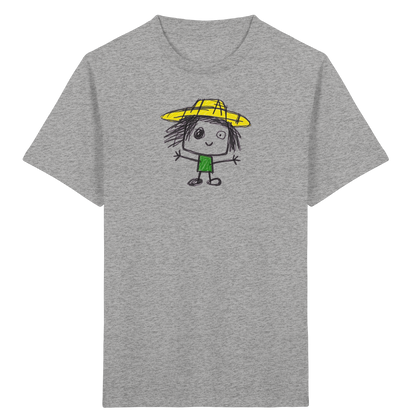 Kritzelkopf mit gelbem Strohhut - Kinder Bio T-Shirt