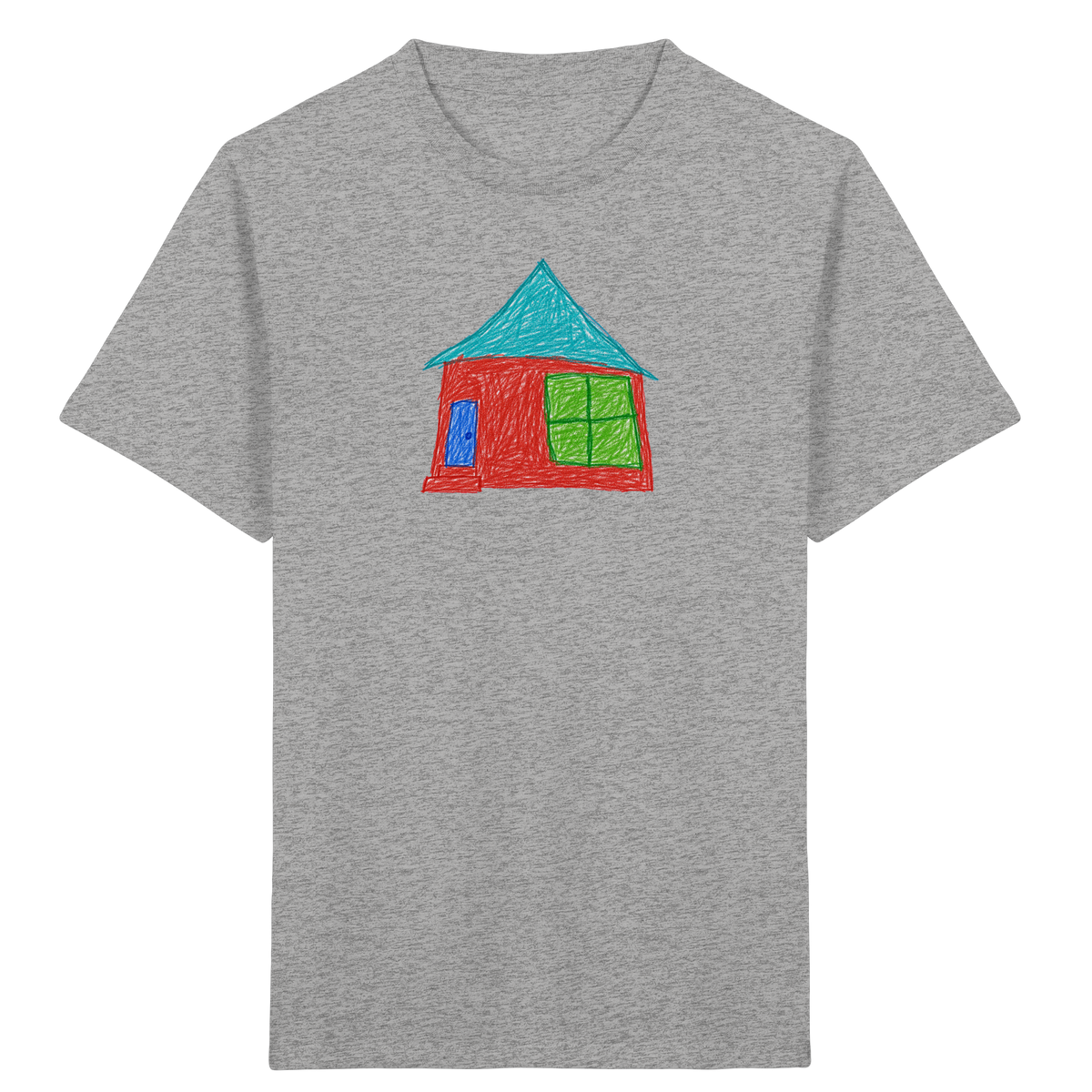 Rotes Haus mit Türkisdach - Kinder Bio T-Shirt