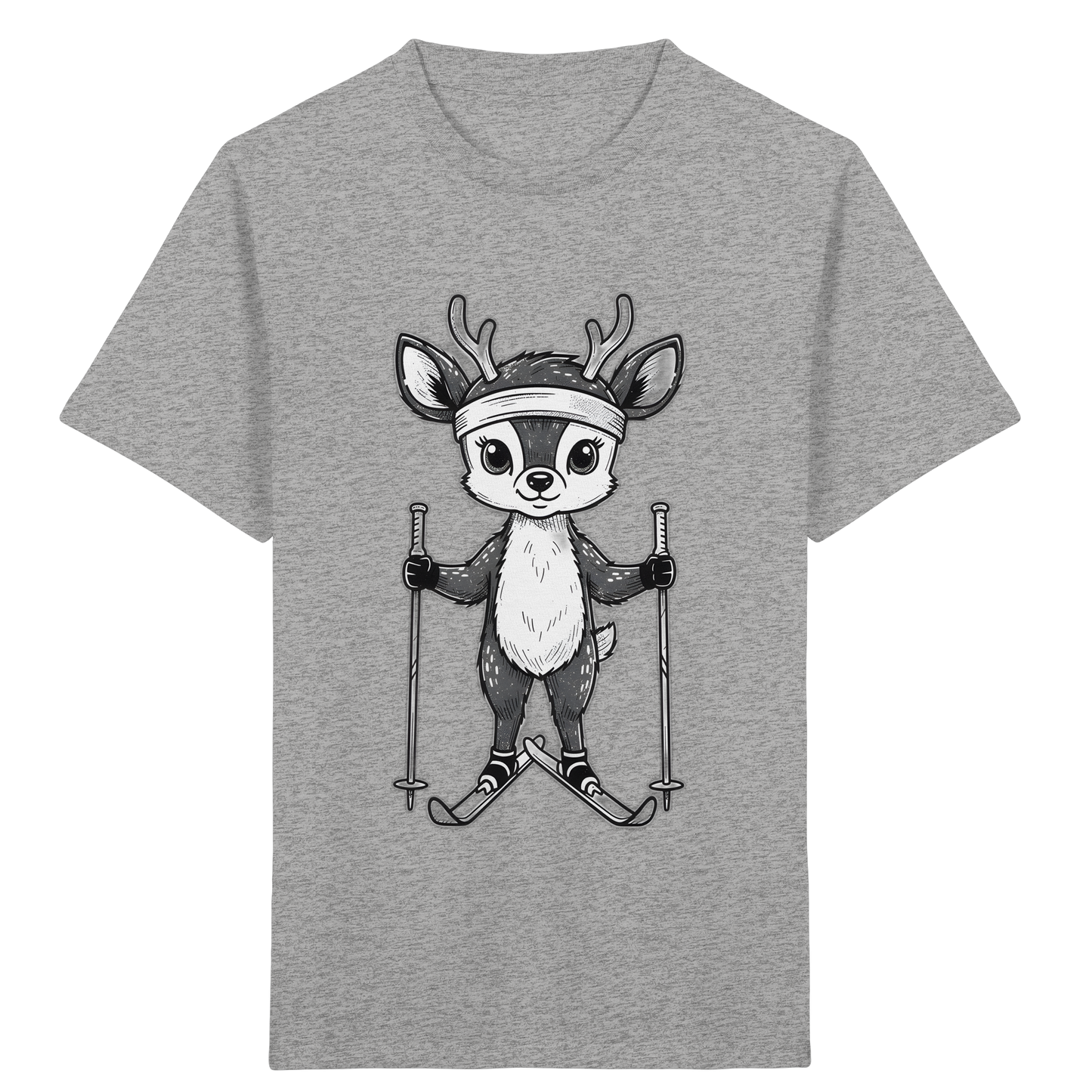 Niedliches Reh auf Skiern T-Shirt - Kinder Bio T-Shirt