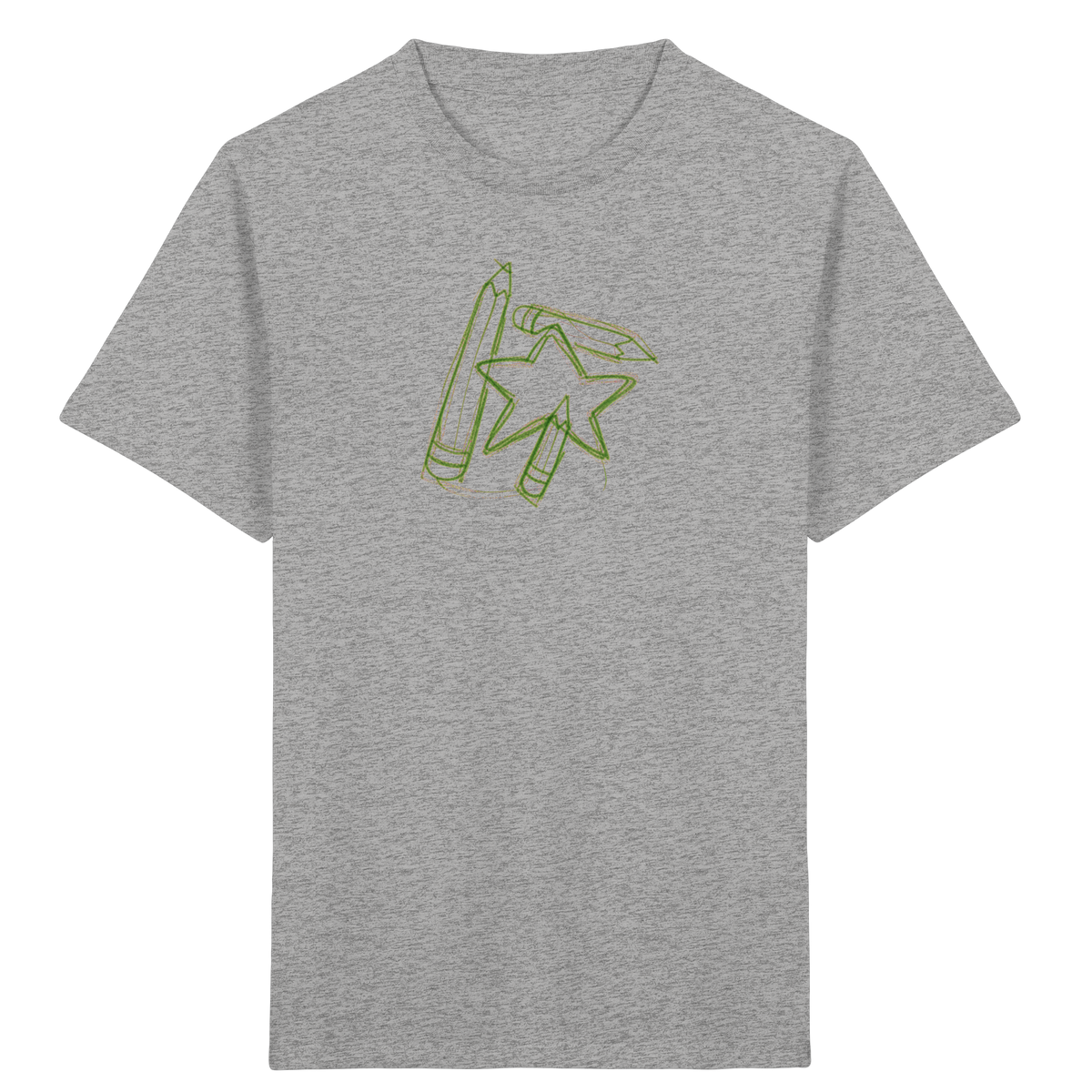 Grüne Stiftefamilie mit Mutstern - Kinder Bio T-Shirt