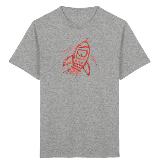 Kupferne Schulrakete mit Ranzenfenster - Kinder Bio T-Shirt