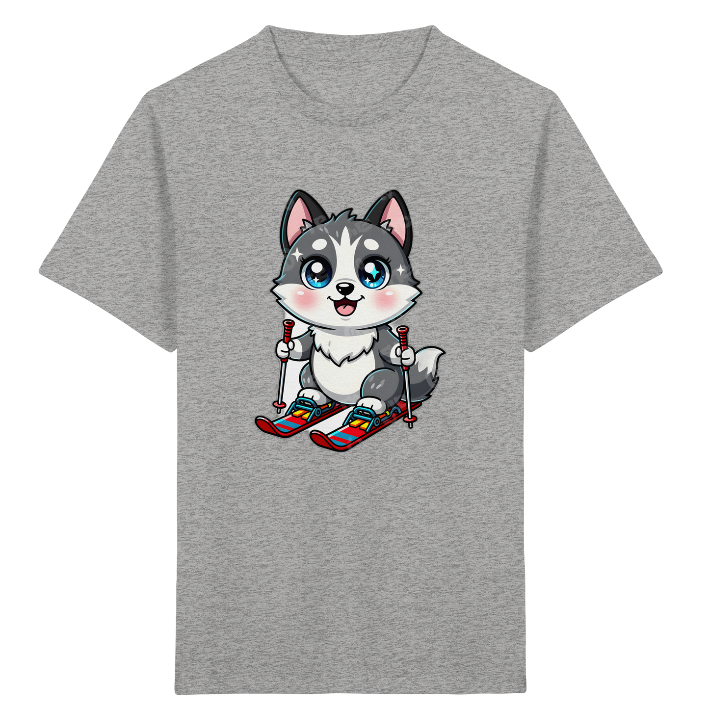 Husky Welpe auf Skiern T-Shirt