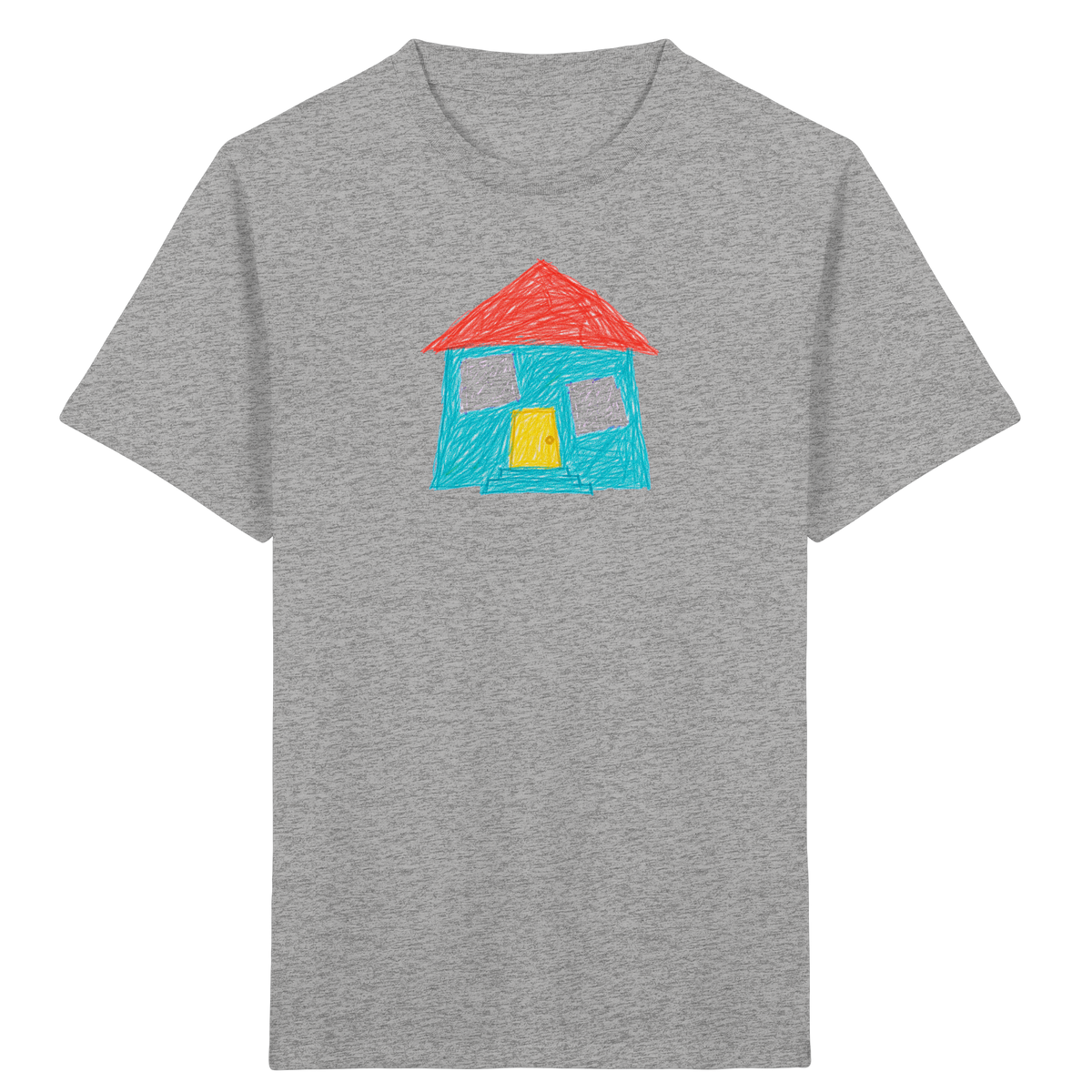 Türkises Haus mit Zwillingsfenstern - Kinder Bio T-Shirt