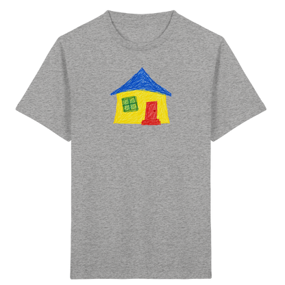 Gelbblaues Haus Kinderzeichnung - Kinder Bio T-Shirt