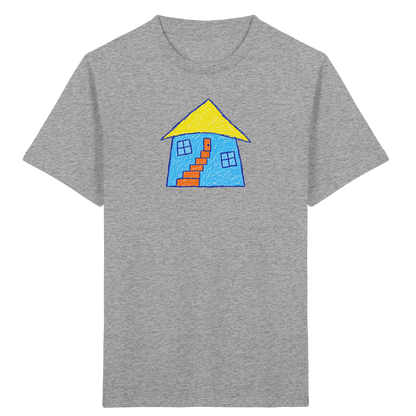 Blaues Treppenhaus Kinderzeichnung - Kinder Bio T-Shirt