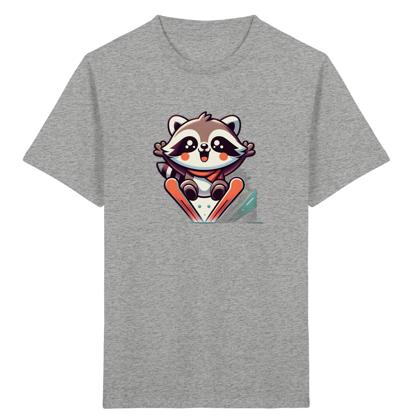 Fröhlicher Waschbär auf Skiern T-Shirt