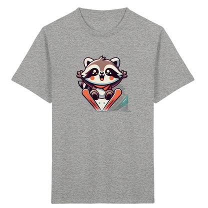 Waschbär auf Skiern – Kinder Bio-T-Shirt