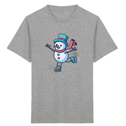 Schneemann auf Schlittschuhen – Kinder Bio-T-Shirt