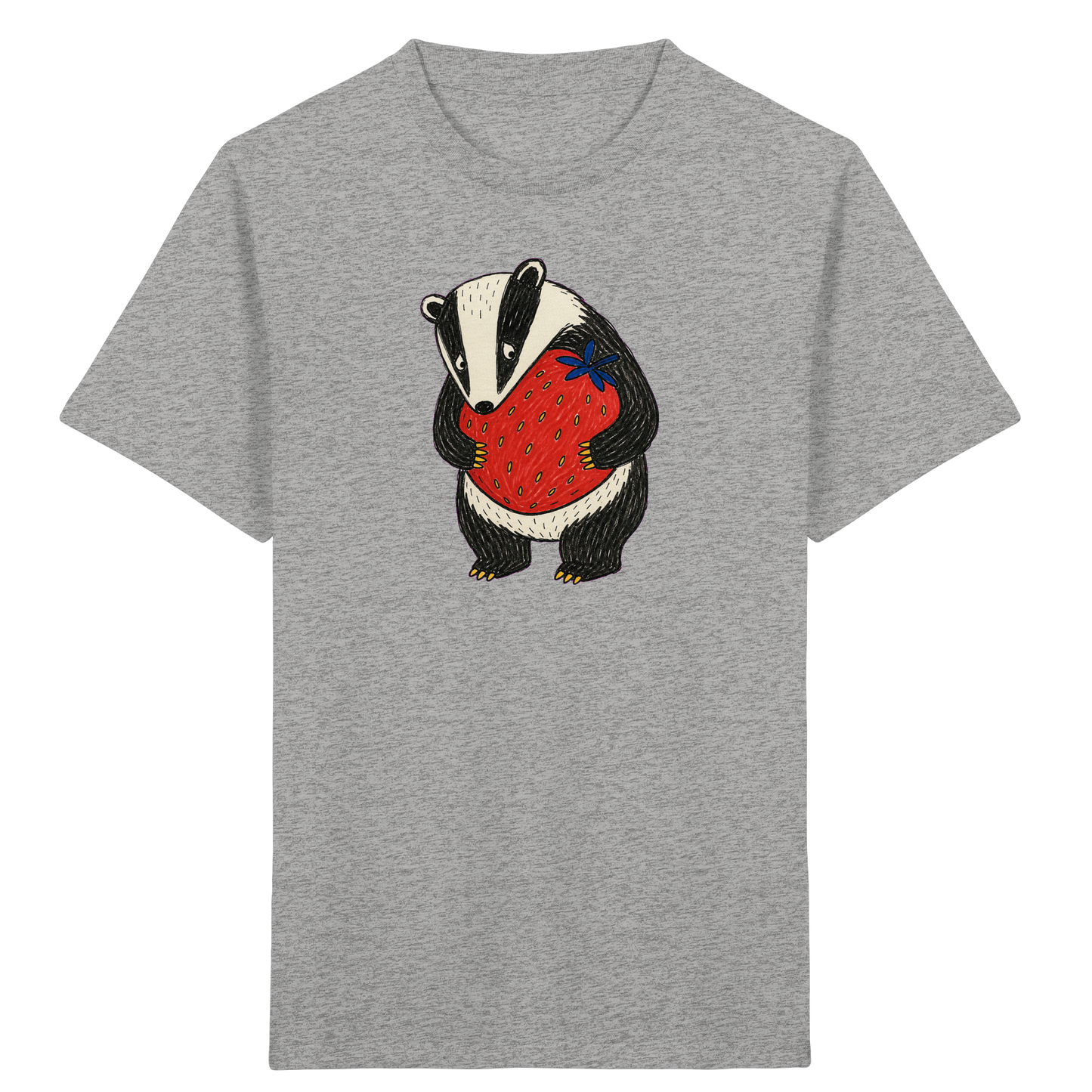Süßer Dachs mit roter Erdbeere - Kinder Bio T-Shirt