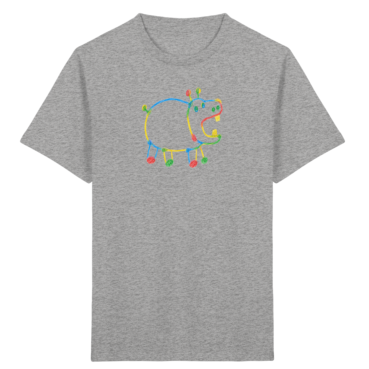 Buntes Farbpunkt Nilpferd Shirt - Kinder Bio T-Shirt