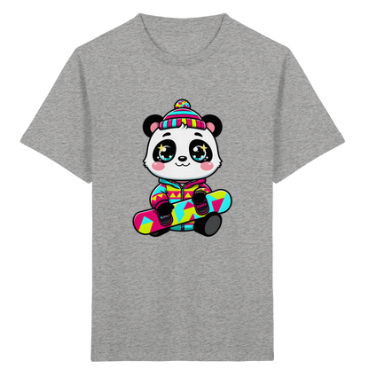 Kinder-T-Shirt mit Panda auf einem Snowboard