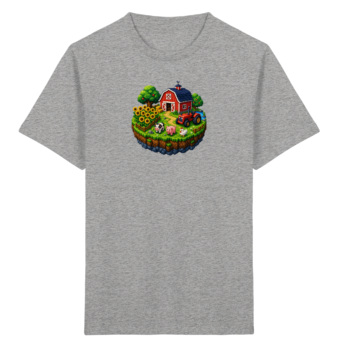 Niedliches Bauernhof Pixel-Art T-Shirt - Kinder Bio T-Shirt