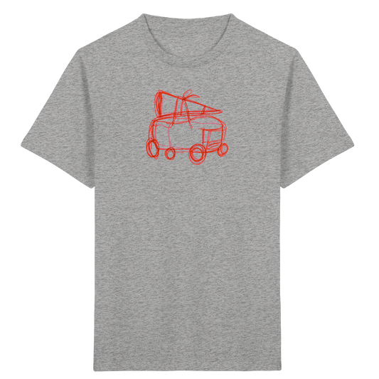 Rostroter Schulbus mit Schultüte - Kinder Bio T-Shirt