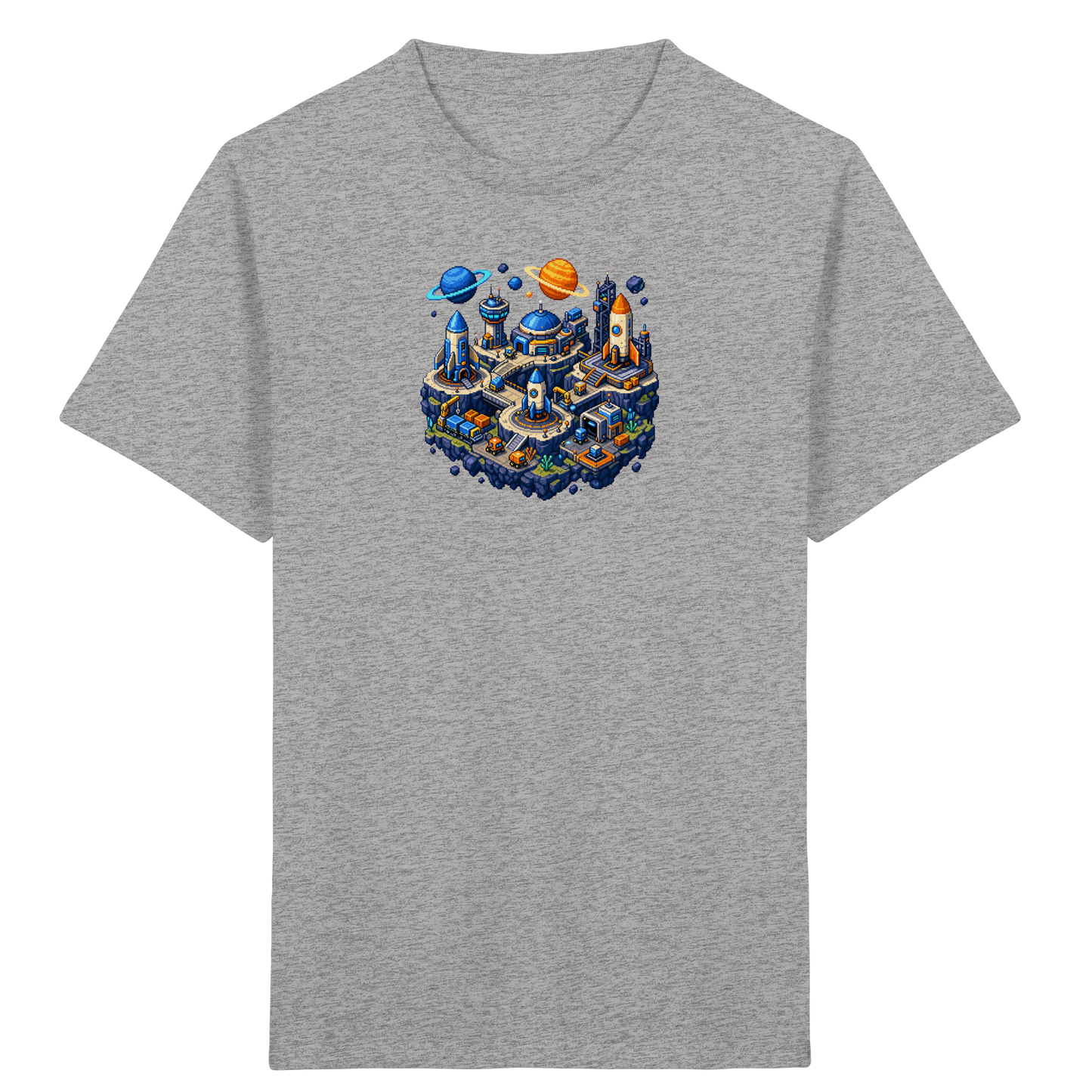 Futuristische Weltraumbasis Pixel Art T-Shirt - Kinder Bio T-Shirt