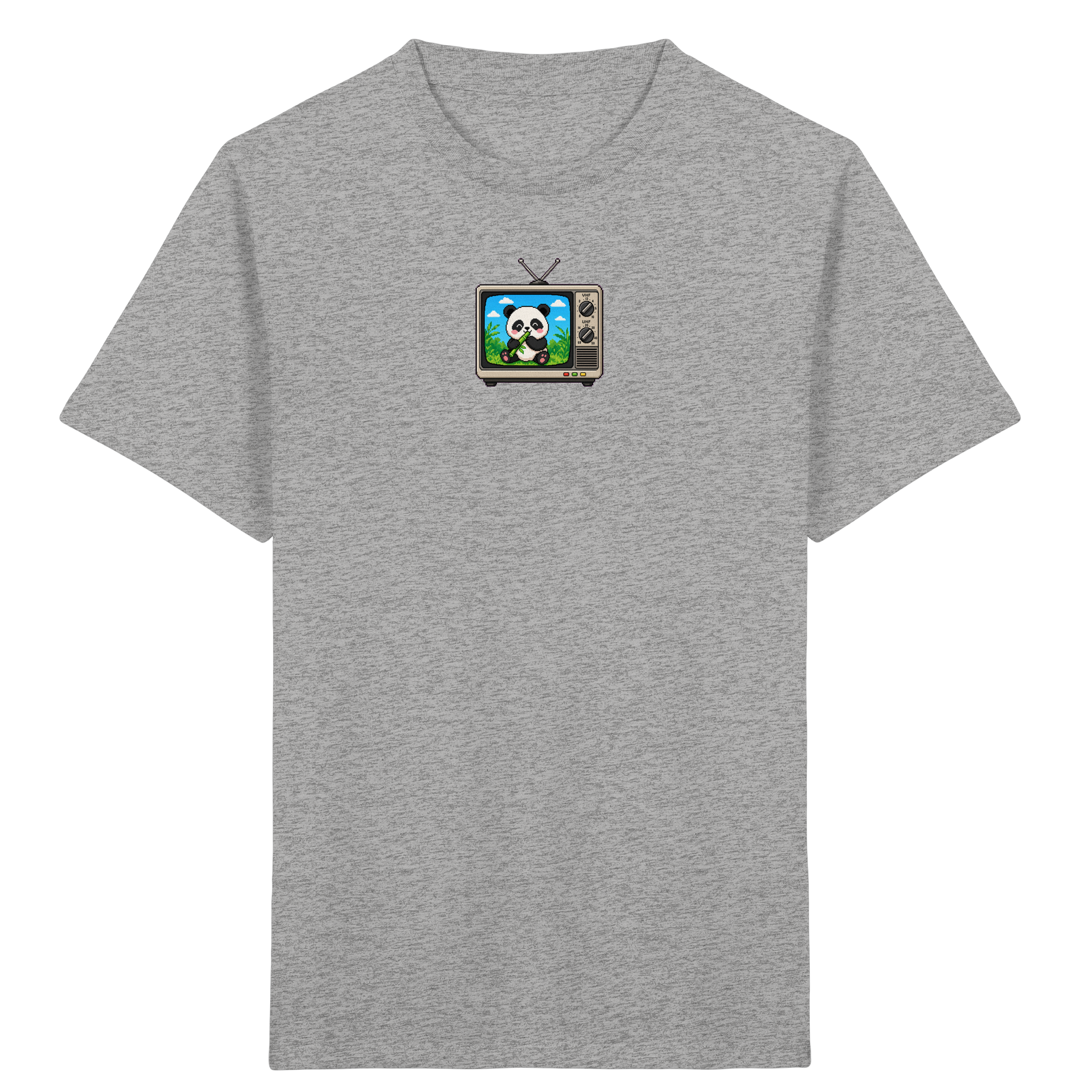 Kinder-T-Shirt mit Pixel-Panda im Retro-Fernseher