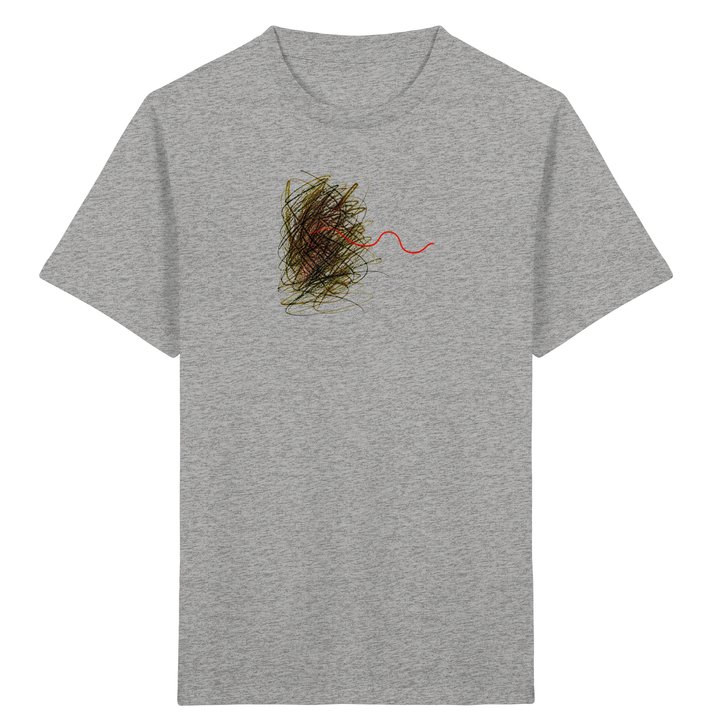 Abstraktes Kritzel-T-Shirt mit roter Linie - Kinder Bio T-Shirt