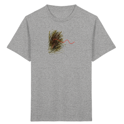 Abstraktes Kritzel-T-Shirt mit roter Linie - Kinder Bio T-Shirt