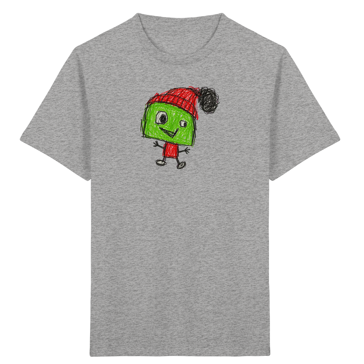 Kritzelkopf mit roter Bommelmütze - Kinder Bio T-Shirt
