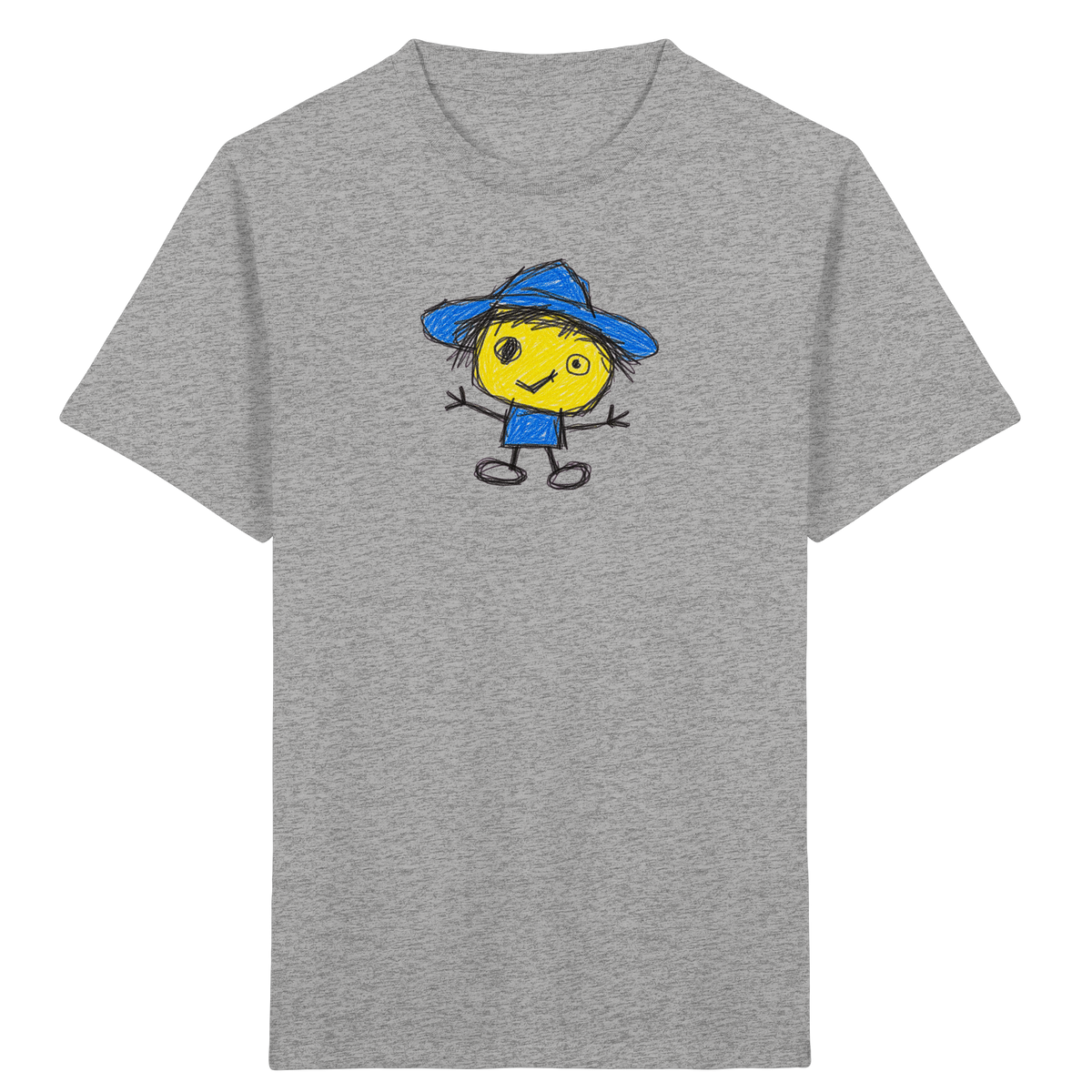 Kritzelkopf mit blauem Regenhut - Kinder Bio T-Shirt