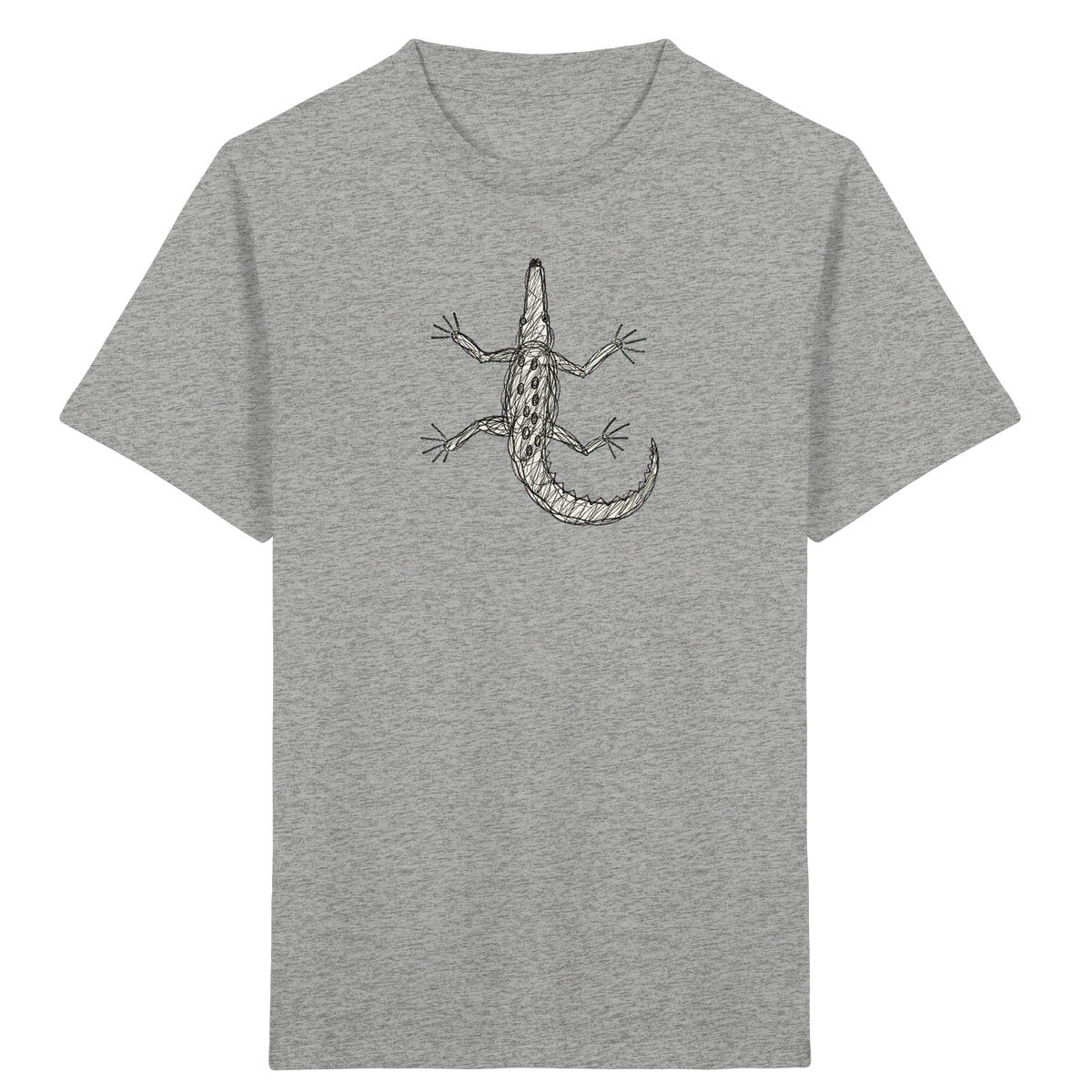 Krokodil von oben gezeichnet - Kinder Bio T-Shirt